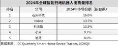 石头扫地机械人一骑绝尘！夺2024年全球销量、销